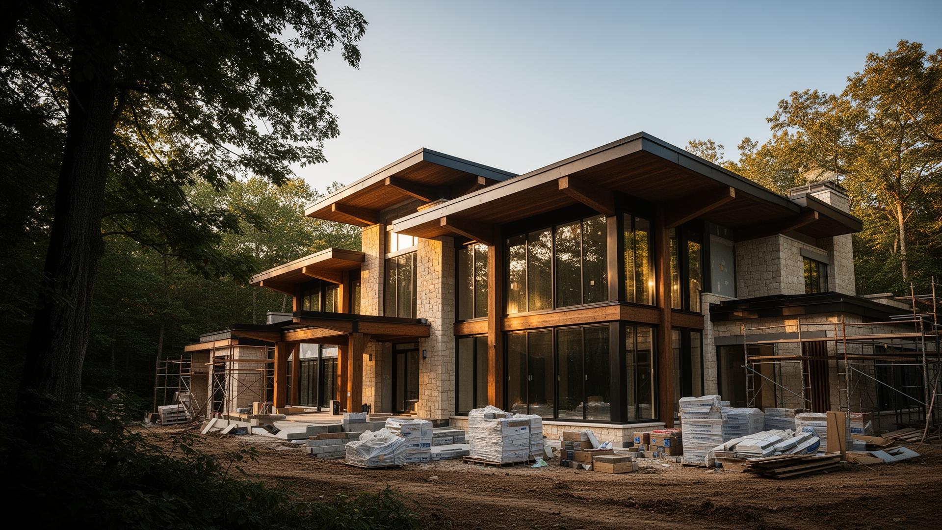 Luxury custom home under construction